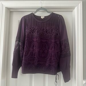 Anthropologie Deep Purple Lace Blouse